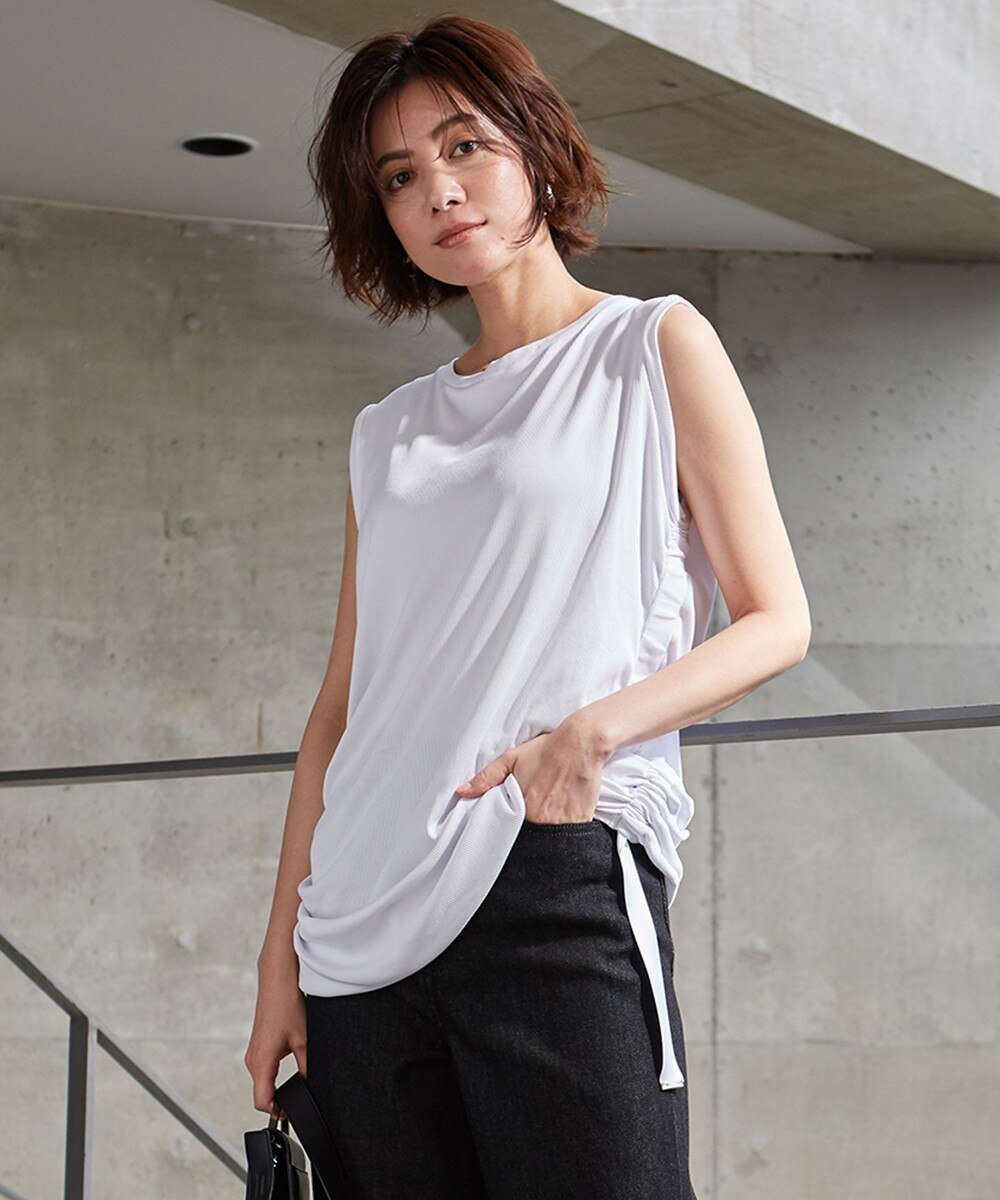 【オンワード】 ICB>トップス 【UV加工・吸水速乾】Park サイドドロスト カットソー ネイビーボーダー M レディース 【送料無料】