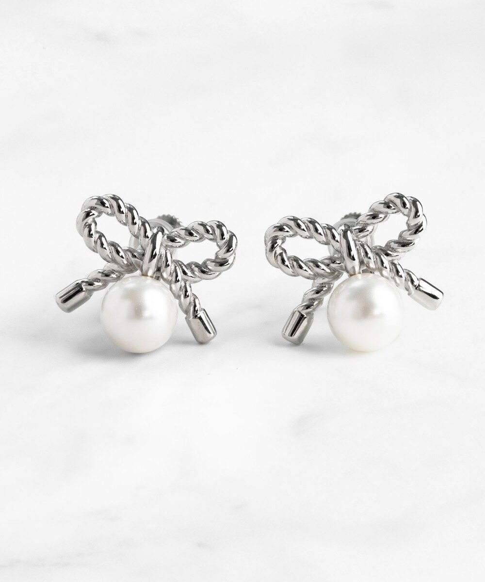 【オンワード】 TOCCA>アクセサリー PROMISE PEARL RIBBON EARRINGS イヤリング シルバー F レディース