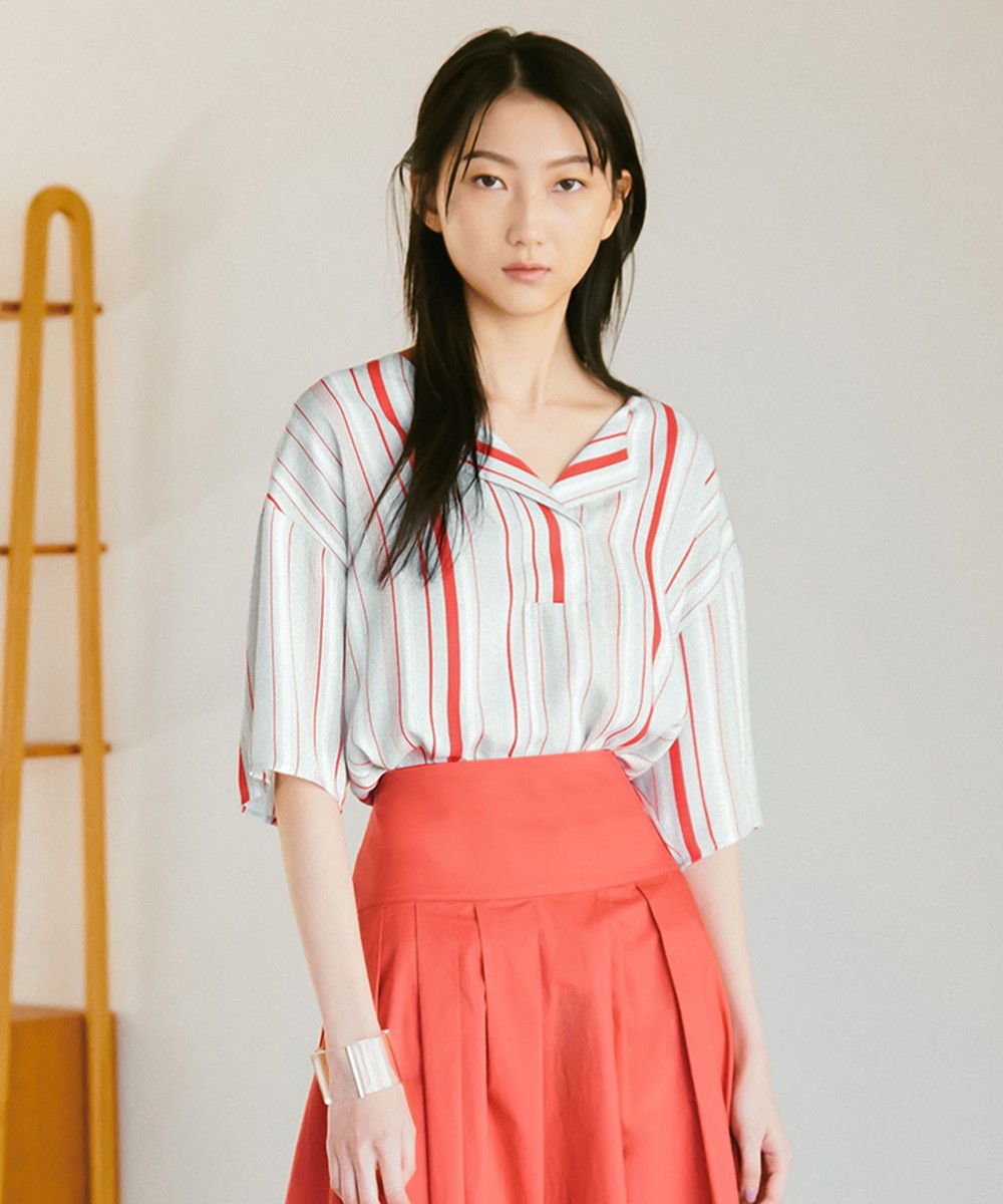 【オンワード】 ICB L>トップス 【接触冷感・UVケア】BackSatinAmunzen プルオーバーブラウス スカイブルー L レディース 【送料無料】