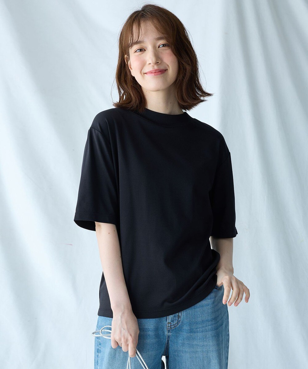 【オンワード】 any FAM>トップス 【接触冷感/UVケア】マルチファンクションモックネックTシャツ ブラック 3 レディース