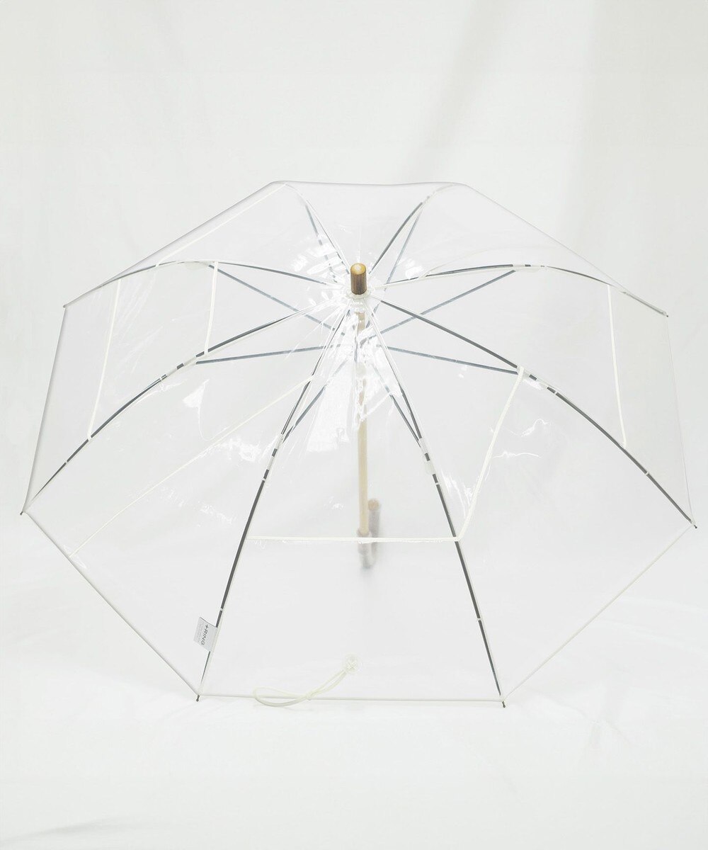 【オンワード】 +RING>ファッション雑貨 【プラスリング】【数量限定】 UNISEX 雨傘（長）55cm WHT パッチワークパイピングビニール傘 白～オフホワイト F レディース 【送料当社負担】