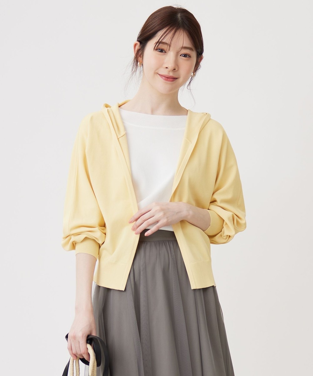 【オンワード】 ANY SIS>トップス 【接触冷感・UVケア】ニットフーディー カーディガン ライトイエロー 2 レディース 【オンワード】 ANY SIS>トップス 【接触冷感・UVケア】ニットフーディー カーディガン ライトイエロー 2 レディース