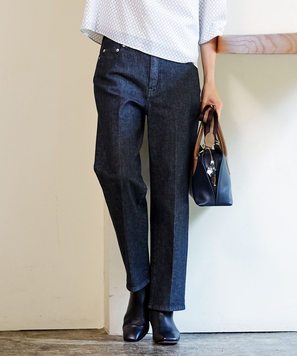 【オンワード】 J.PRESS LADIES S>パンツ 【驚異の伸縮性】10oz Stretch Denim セミワイド デニムパンツ ブルー P5 レディース 【送料無料】