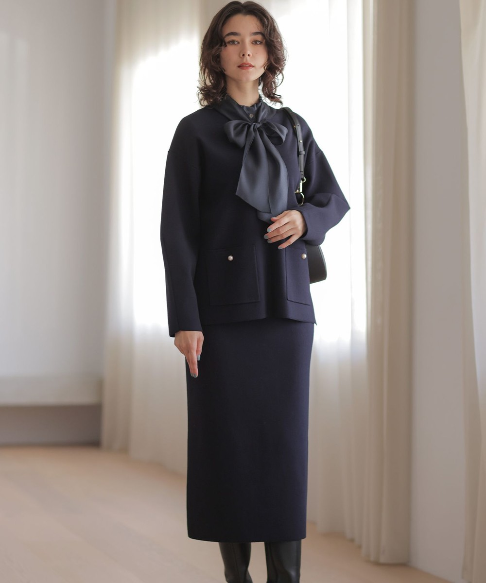 【オンワード】 組曲>ワンピース スムースストレッチニットアップ ネイビー 3 レディース 【オンワード】 組曲>ワンピース スムースストレッチニットアップ ネイビー 3 レディース