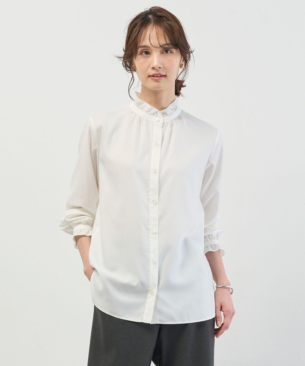 【オンワード】 J.PRESS LADIES>トップス フルダルスパンマイクロピーチ ブラウス オフホワイト 11 レディース