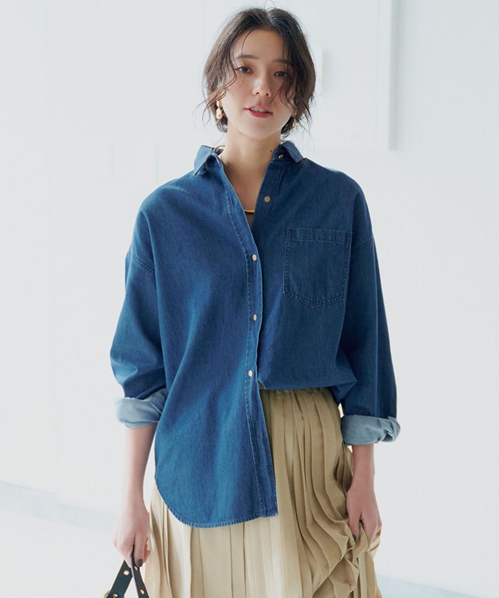 【オンワード】 23区 L(大きいサイズ)>トップス 【洗える】ライトダンガリー 2WAY シャツ インディゴ 44 レディース 【オンワード】 23区 L(大きいサイズ)>トップス 【洗える】ライトダンガリー 2WAY シャツ インディゴ 44 レディース