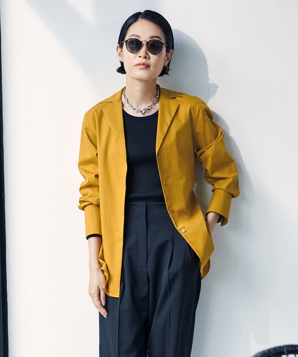 【オンワード】 ICB L>トップス 【マガジン掲載】 コットンタイプライター オープンカラーシャツ(番号CE24) ダルブルー 42 レディース 【送料無料】