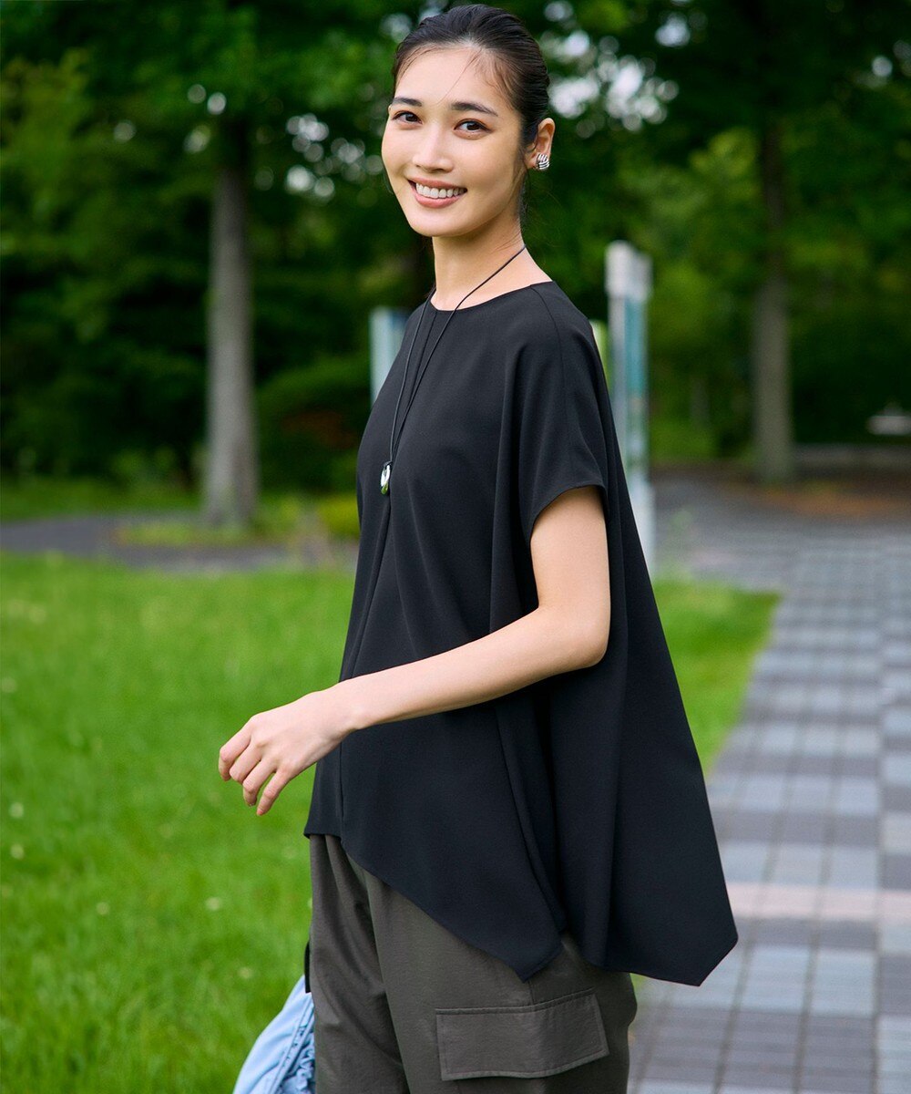 【オンワード】 23区 L(大きいサイズ)>トップス 【UVカット/接触冷感/吸水速乾】ストレッチジョーゼット イレギュラーヘムプルオーバー ブラック 44 レディース 【オンワード】 23区 L(大きいサイズ)>トップス 【UVカット/接触冷感/吸水速乾】ストレッチジョーゼット イレギュラーヘムプルオーバー ブラック 44 レディース