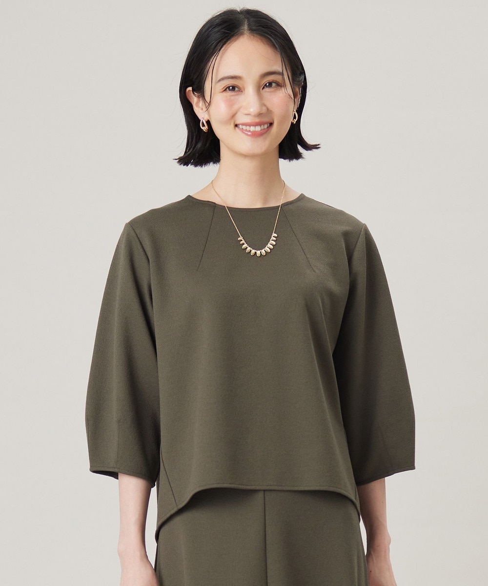 【オンワード】 自由区>トップス 【セットアップ対応・洗える】ブークレダンボール カットソー カーキ 38 レディース 【オンワード】 自由区>トップス 【セットアップ対応・洗える】ブークレダンボール カットソー カーキ 38 レディース