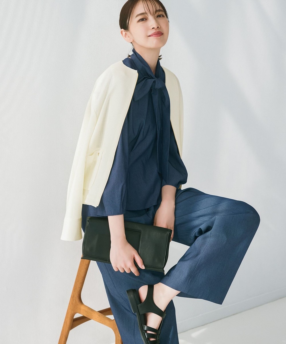 【オンワード】 自由区>パンツ 【セットアップ対応・洗える】ドレープツイルワイド パンツ ネイビーシャンブレー 38 レディース 【オンワード】 自由区>パンツ 【セットアップ対応・洗える】ドレープツイルワイド パンツ ネイビーシャンブレー 38 レディース