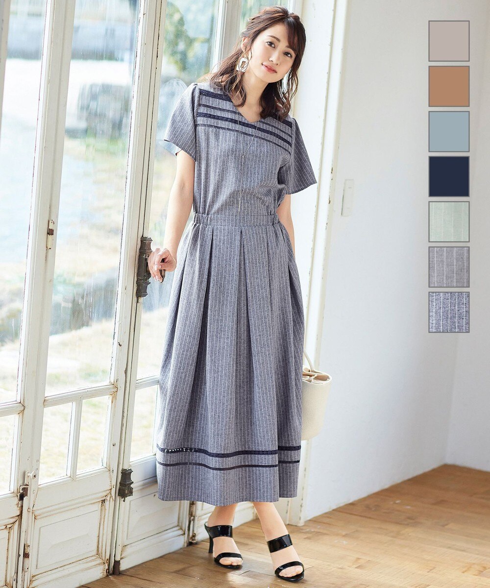 【洗える】幅広く活躍が期待できるレース切替マキシワンピース