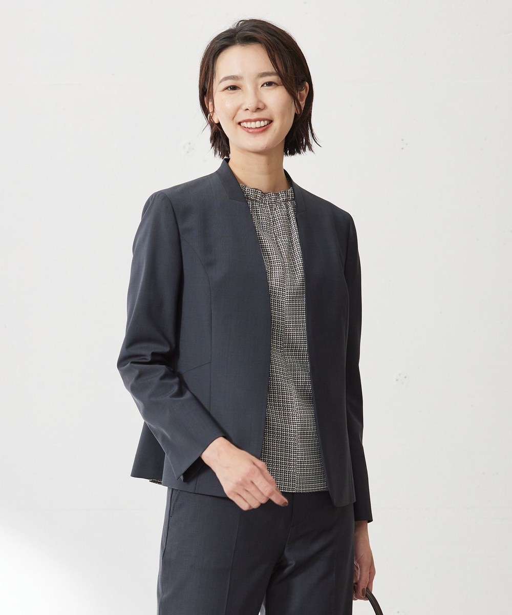 【オンワード】 J.PRESS LADIES L(大きいサイズ)>ジャケット/アウター 【セットアップ対応】BAHARIYE ノーカラー ジャケット ネイビー T17 レディース 【オンワード】 J.PRESS LADIES L(大きいサイズ)>ジャケット/アウター 【セットアップ対応】BAHARIYE ノーカラー ジャケット ネイビー T17 レディース