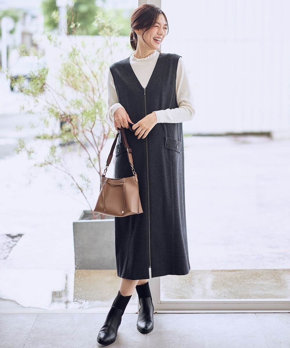 【オンワード】 ANY>ワンピース 【2WAY/セットアップ可】ライトツイードジャンパースカート チャコール M レディース 【オンワード】 ANY>ワンピース 【2WAY/セットアップ可】ライトツイードジャンパースカート チャコール M レディース