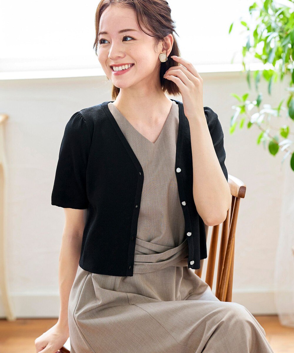 【洗える】脚長スタイルを叶えるミラノリブVネックニットボレロ