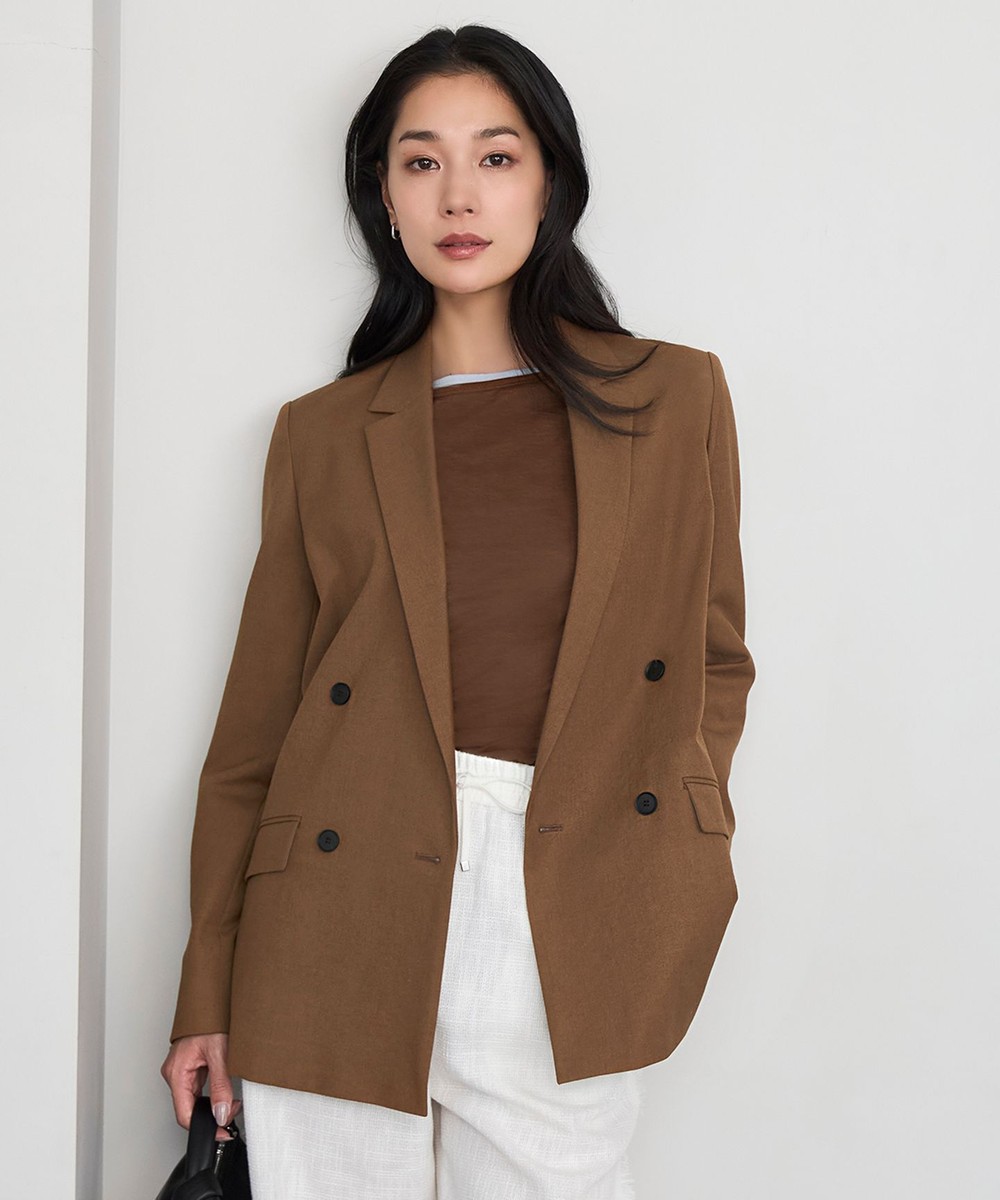 【オンワード】 ICB L(大きいサイズ)>ジャケット/アウター 【CLASSY.5月号掲載・接触冷感・UVケア・撥水・洗える】LooseWeave ダブルブレストジャケット ブラウン 42 レディース 【オンワード】 ICB L(大きいサイズ)>ジャケット/アウター 【CLASSY.5月号掲載・接触冷感・UVケア・撥水・洗える】LooseWeave ダブルブレストジャケット ブラウン 42 レディース