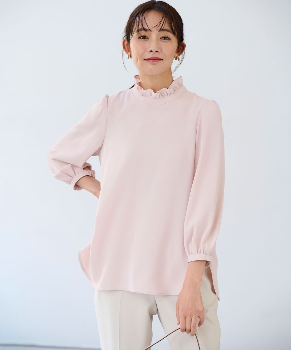 【オンワード】 組曲>トップス 【KUMIKYOKU NAVY】ジョーゼットシフォン スタンドフリルブラウス ピンクベージュ 3 レディース 【オンワード】 組曲>トップス 【KUMIKYOKU NAVY】ジョーゼットシフォン スタンドフリルブラウス ピンクベージュ 3 レディース