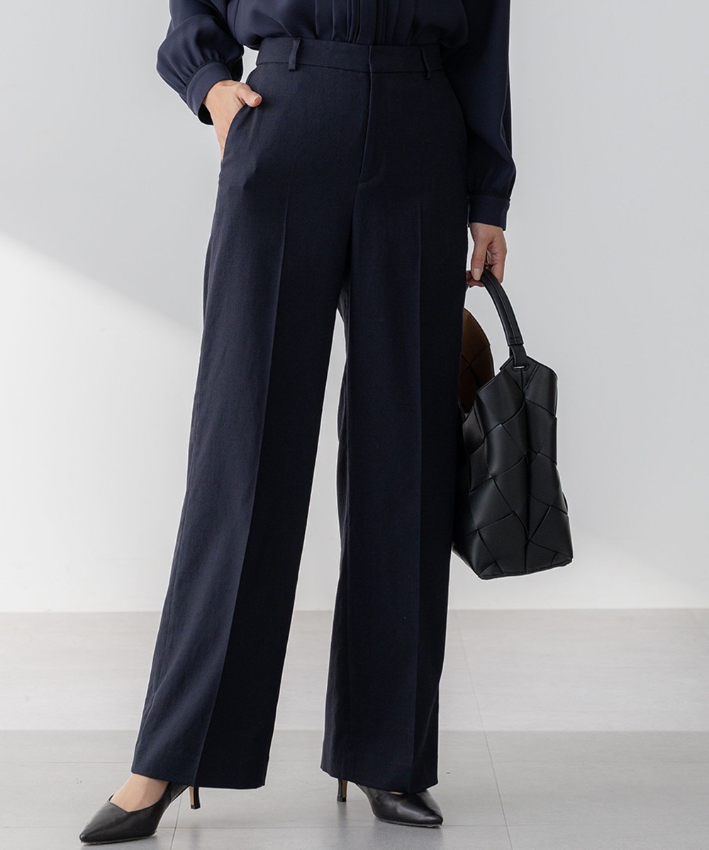 【オンワード】 23区 L(大きいサイズ)>パンツ 【セットアップ対応/防シワ性/洗える】アイアスマットストレッチ セミワイド パンツ ネイビー 46 レディース 【オンワード】 23区 L(大きいサイズ)>パンツ 【セットアップ対応/防シワ性/洗える】アイアスマットストレッチ セミワイド パンツ ネイビー 46 レディース