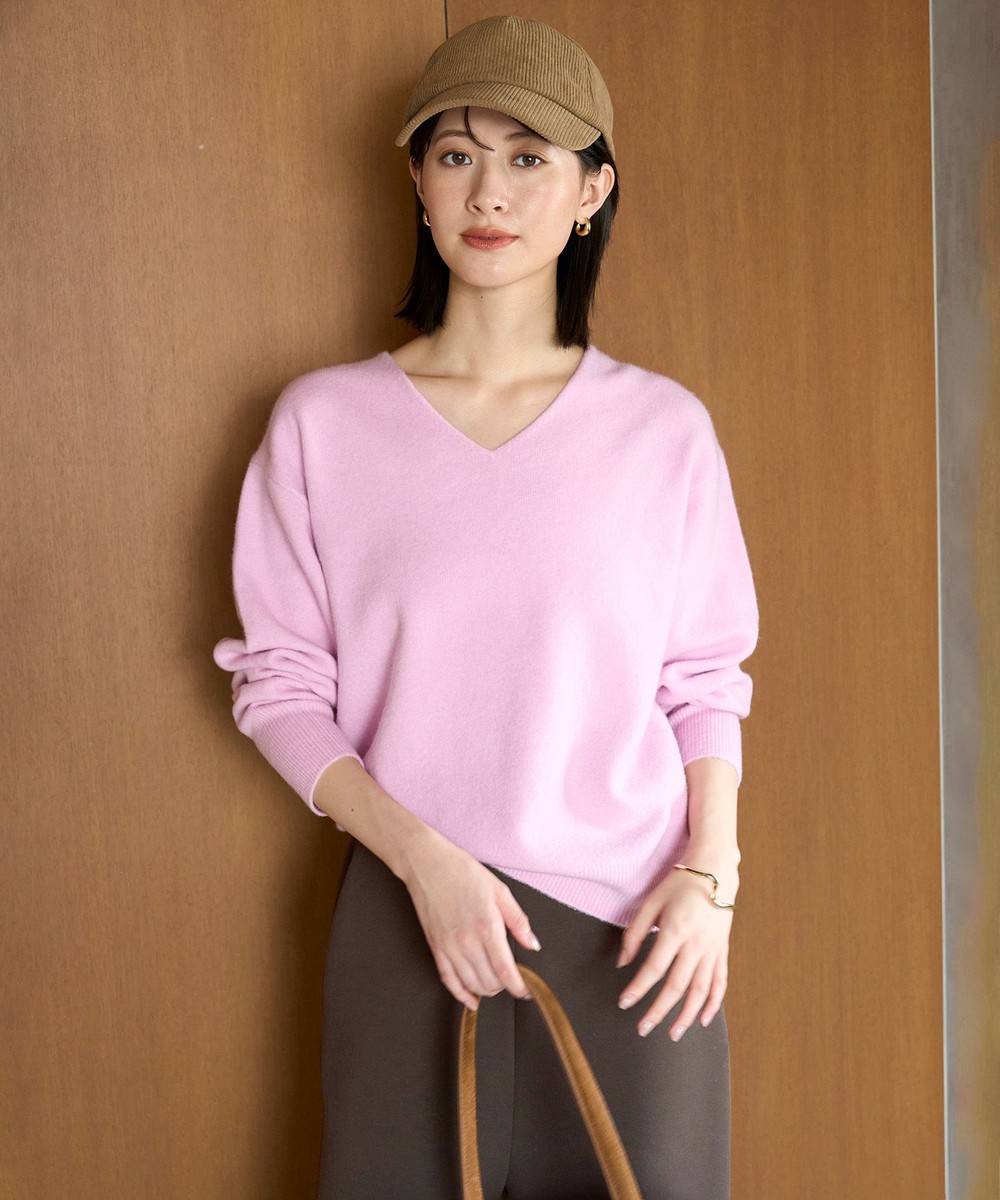 【オンワード】 UNFILO>トップス 【洗える/抗菌防臭】ふわふわニット Vネック ピンク M レディース 【オンワード】 UNFILO>トップス 【洗える/抗菌防臭】ふわふわニット Vネック ピンク M レディース