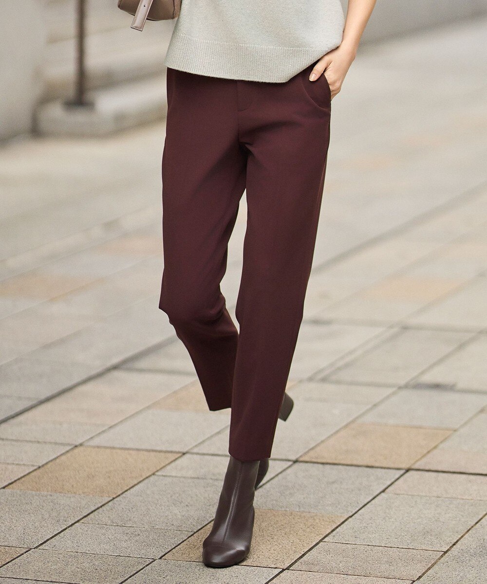 【オンワード】 自由区>パンツ TRギャバ裏起毛テーパード パンツ ボルドー 36 レディース