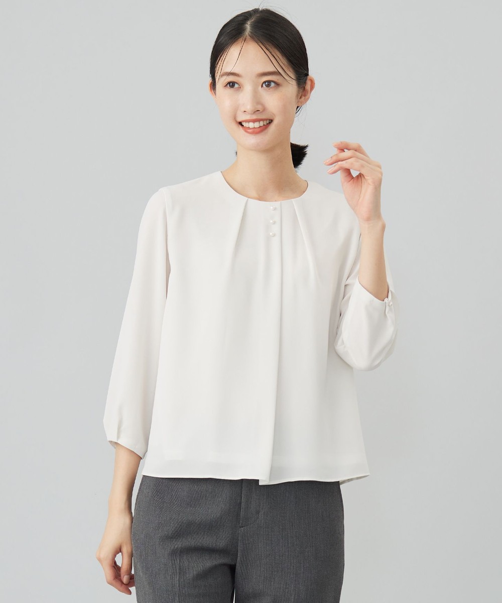 【オンワード】 J.PRESS LADIES L（大きいサイズ）>トップス ストレッチジョーゼット カットソー エクリュ T15 レディース