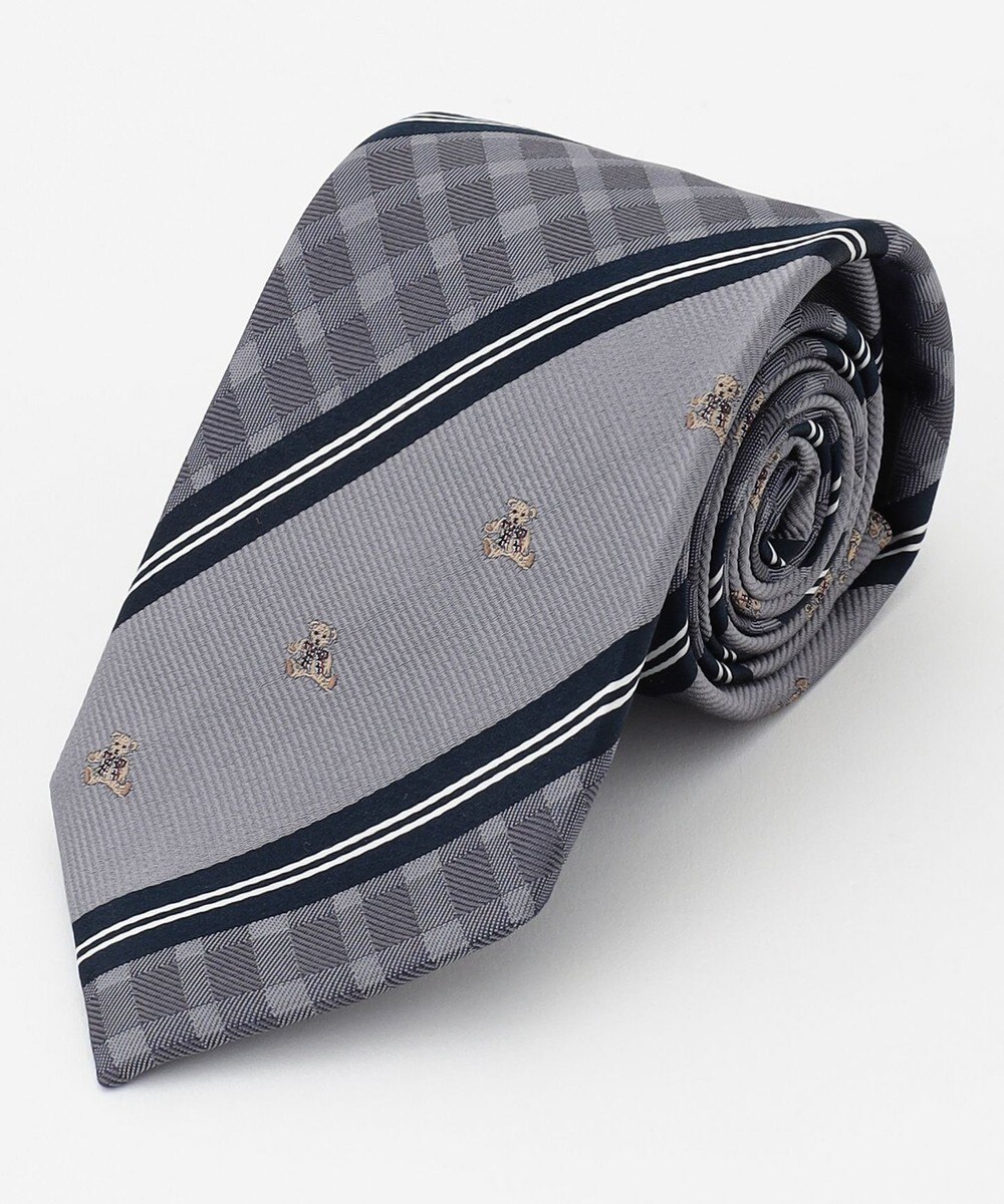 【オンワード】 DAKS>スーツ/ネクタイ 【オンワードクローゼット限定】レップ&シャドーチェック・ベア ネクタイ ネイビー F メンズ 【送料無料】