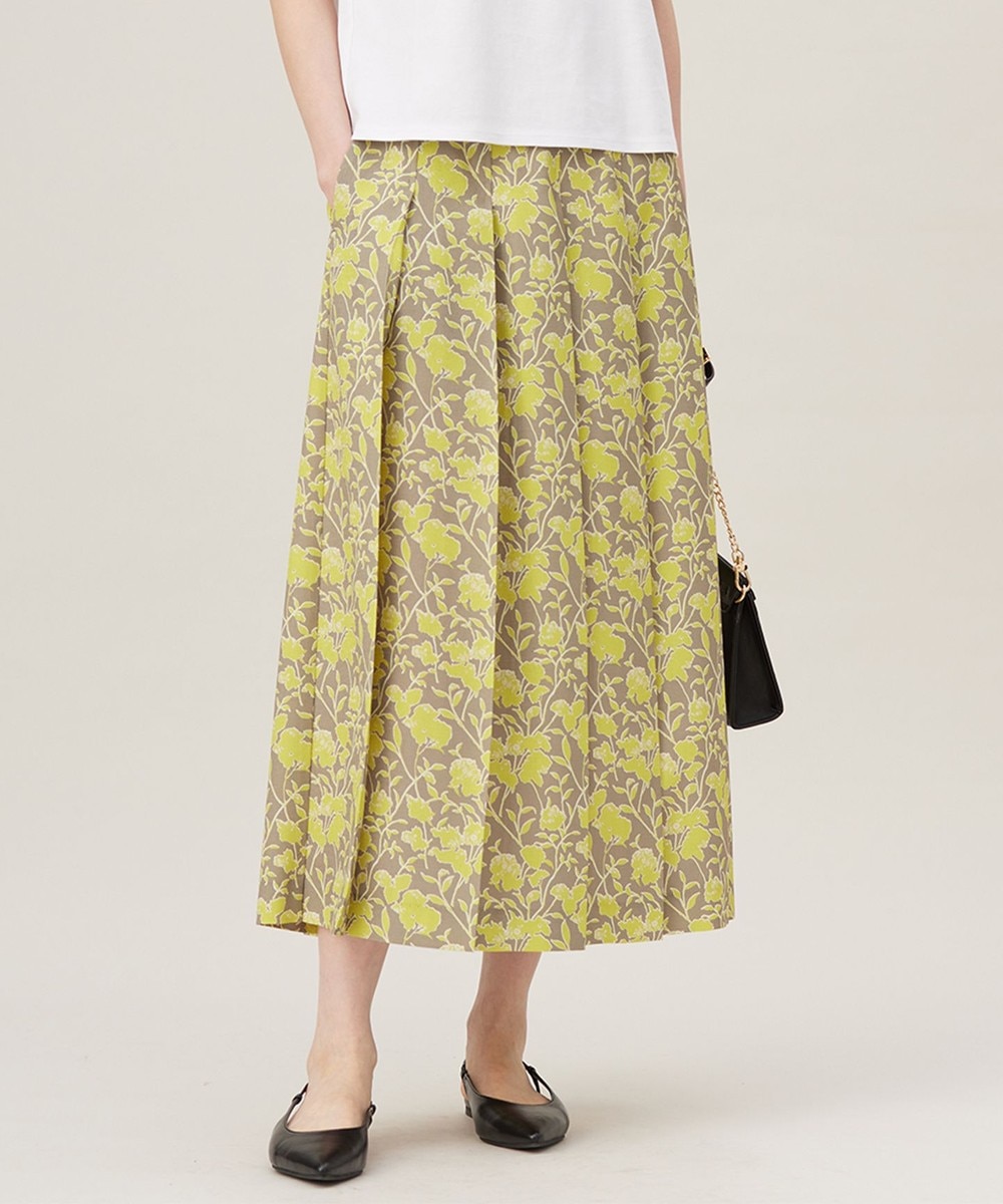 【オンワード】 自由区 S(小さいサイズ)>スカート 【洗える】リネンライクフラワープリント スカート モカ×イエロー 32 レディース 【オンワード】 自由区 S(小さいサイズ)>スカート 【洗える】リネンライクフラワープリント スカート モカ×イエロー 32 レディース