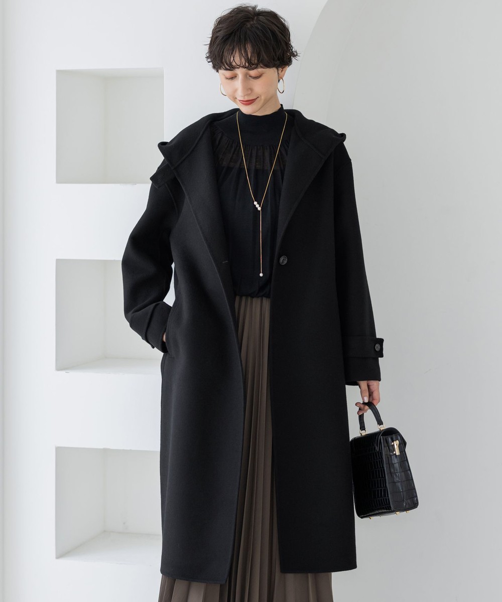 【オンワード】 23区 S(小さいサイズ)>ジャケット/アウター 【見上愛さん着用】MANTECOPureリバー フード ロングコート ブラック 32 レディース 【オンワード】 23区 S(小さいサイズ)>ジャケット/アウター 【見上愛さん着用】MANTECOPureリバー フード ロングコート ブラック 32 レディース