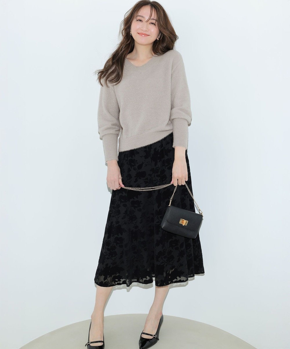 【オンワード】 ANY SIS>ワンピース 【2SET】フェザー ニット × フロッキー スカート ライトグレー×ブラック L レディース 【オンワード】 ANY SIS>ワンピース 【2SET】フェザー ニット × フロッキー スカート ライトグレー×ブラック L レディース