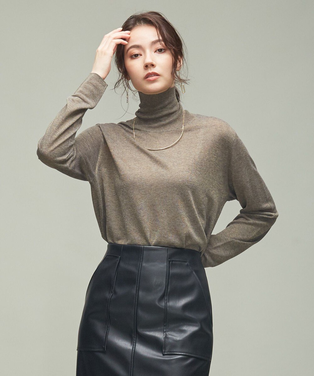 【オンワード】 ICB>トップス 【マガジン掲載】 ラメシアタートル ニット(番号CG25) ブラウン S レディース 【送料無料】