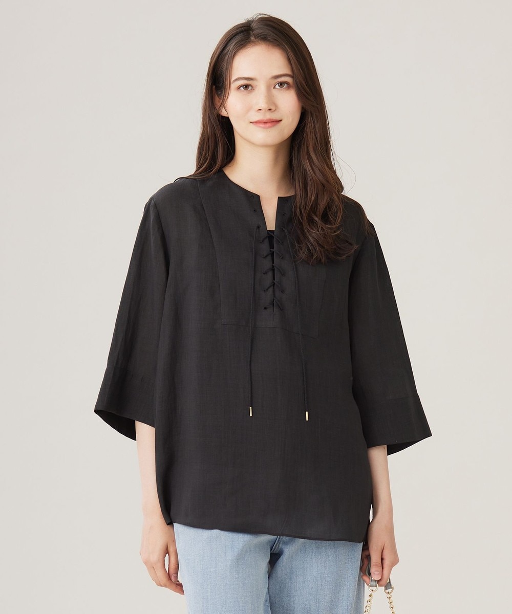 【オンワード】 自由区 S(小さいサイズ)>トップス 【カタログ掲載・接触冷感・洗える】ラミーローンプルオーバー ブラウス ブラック 32 レディース 【オンワード】 自由区 S(小さいサイズ)>トップス 【カタログ掲載・接触冷感・洗える】ラミーローンプルオーバー ブラウス ブラック 32 レディース