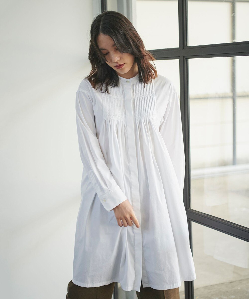 【オンワード】 #Newans>トップス 【共につくるproject】SOPHIE/ ピンタックロングシャツ(番号NE73) ホワイト 0 レディース 【送料無料】