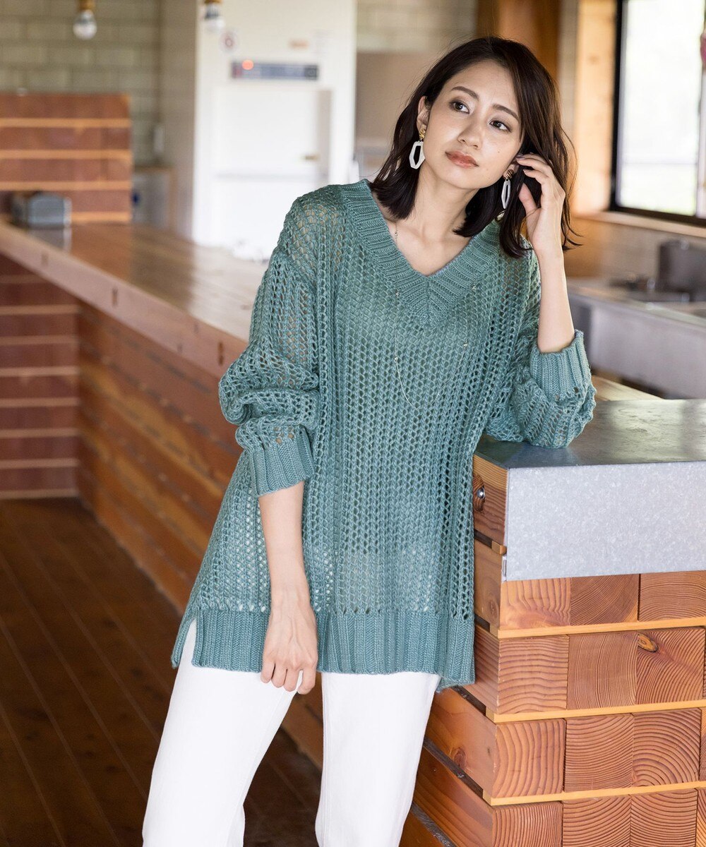 【洗える】旬なムードを高めるローゲージ透け編みオーバーニット