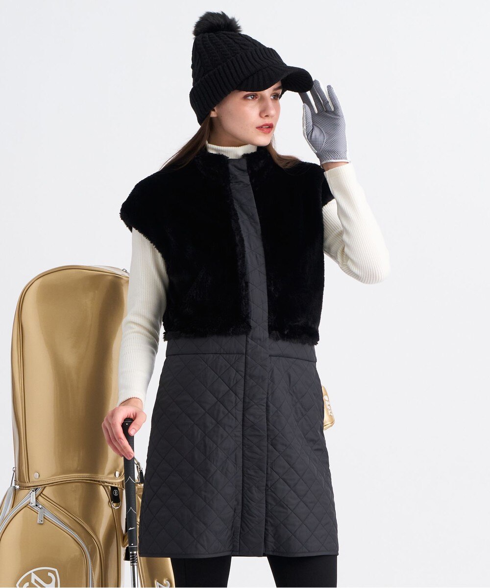 【オンワード】 23区GOLF>ワンピース 【WOMEN】ファー＆キルトコンビワンピース ブラック ML レディース