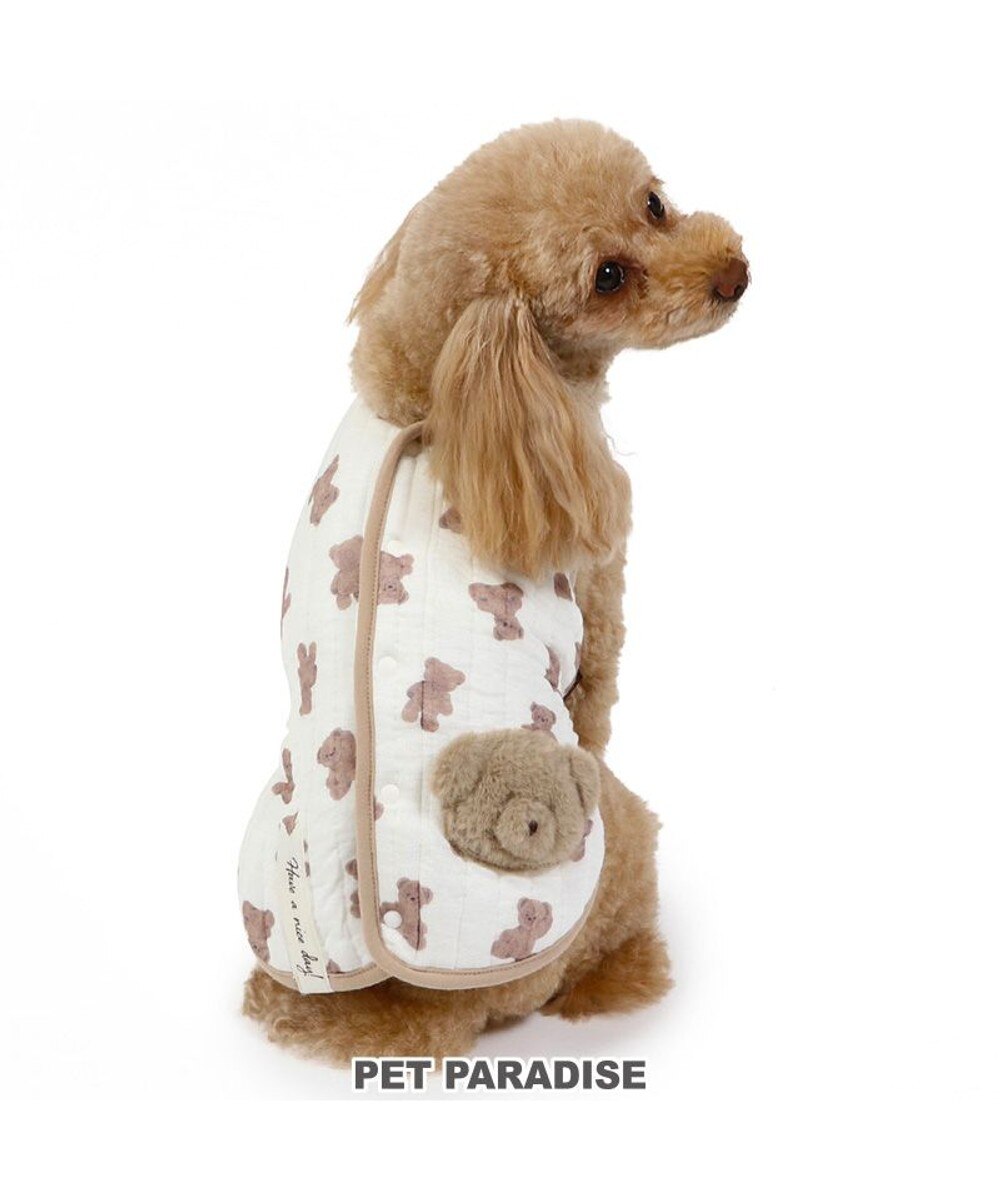 PET PARADISE>ペットグッズ ペットパラダイス ふわりとキルト ベスト くま柄 小型犬 白~オフホワイト Ｓ