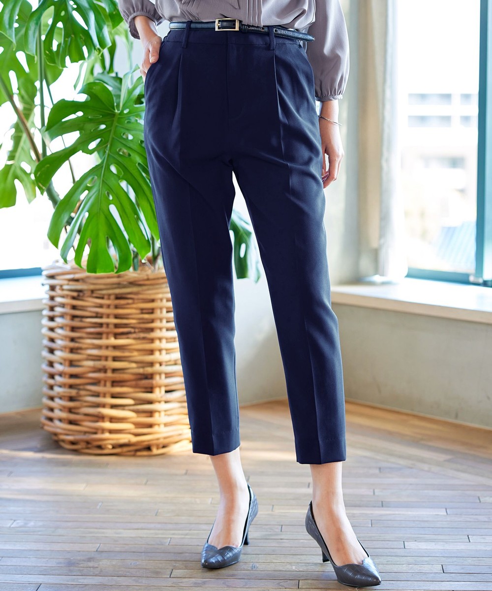 【小倉優子さん着用・ダブルクロス・洗える】テーパードパンツ