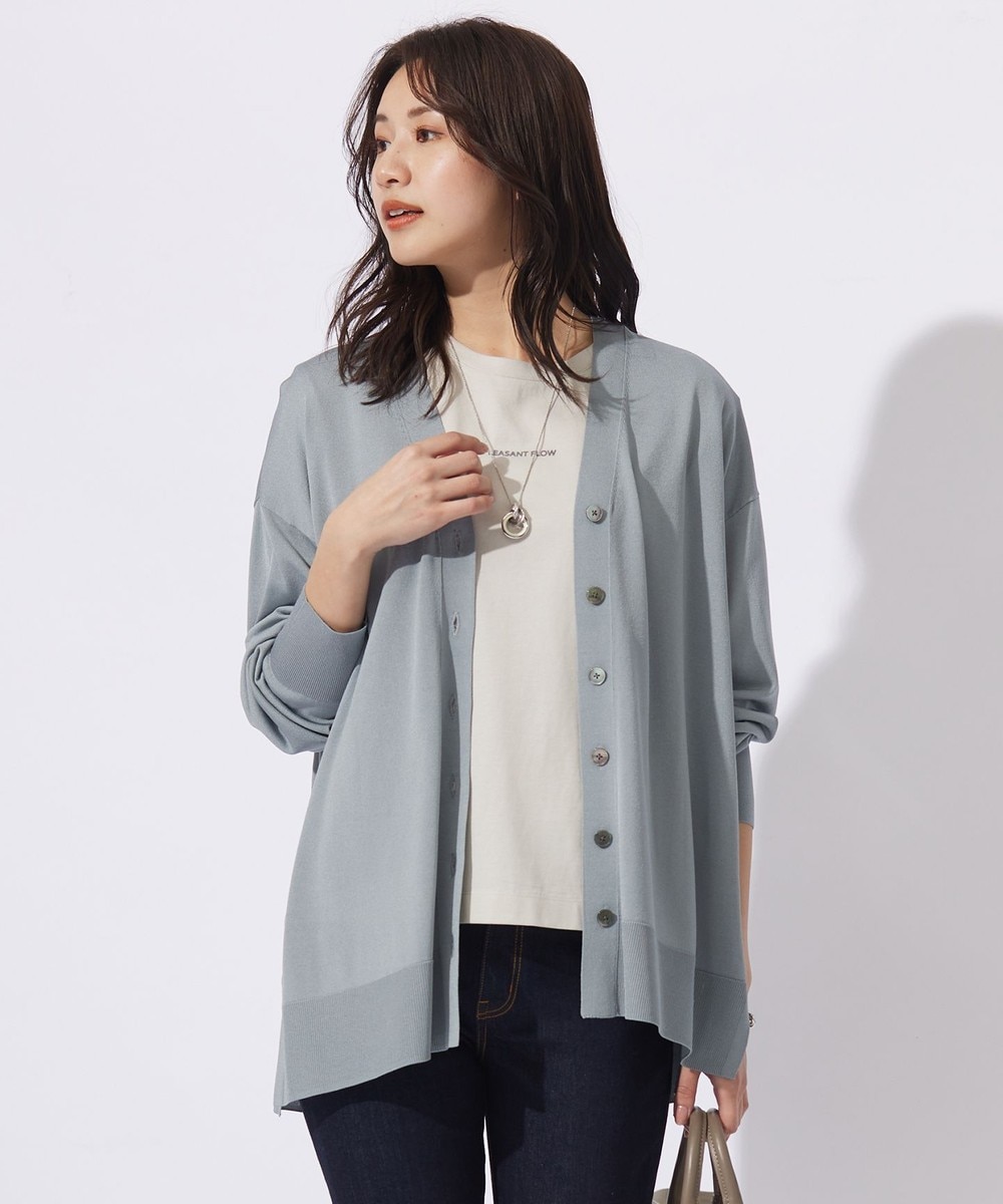 【オンワード】 J.PRESS LADIES S(小さいサイズ)>トップス 【WEB限定カラーあり・洗える】SILKY RAYON STRETCH カーディガン ダルブルー S レディース 【オンワード】 J.PRESS LADIES S(小さいサイズ)>トップス 【WEB限定カラーあり・洗える】SILKY RAYON STRETCH カーディガン ダルブルー S レディース