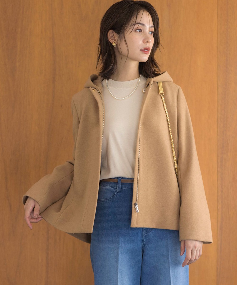 【オンワード】 組曲 S(小さいサイズ)>ジャケット/アウター 【2WAY】ウールモッサ ショートコート ベージュ S2 レディース 【オンワード】 組曲 S(小さいサイズ)>ジャケット/アウター 【2WAY】ウールモッサ ショートコート ベージュ S2 レディース