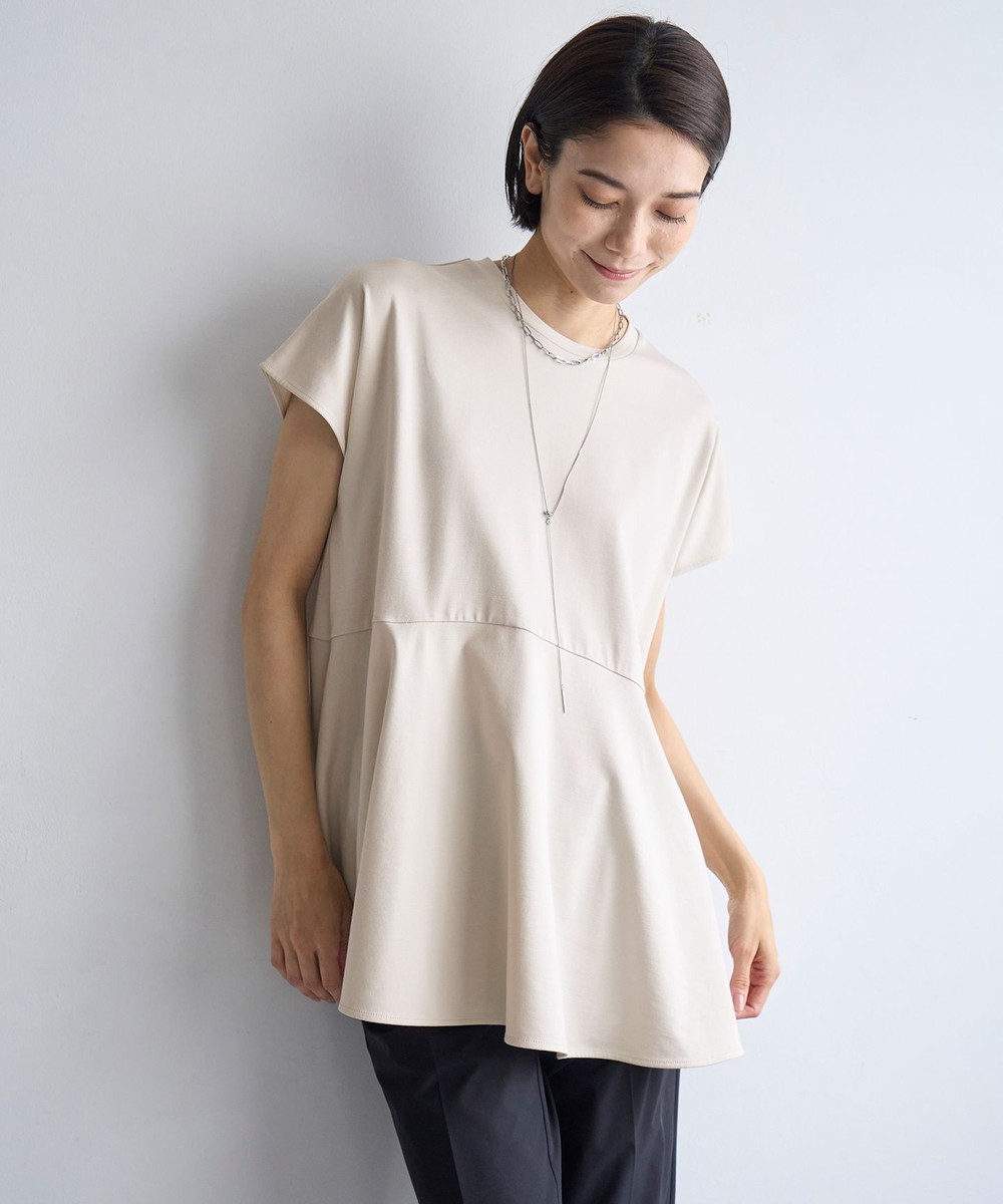 【接触冷感/ストレッチ/シワになりにくい】BEAUTY FORM ペプラムTシャツ