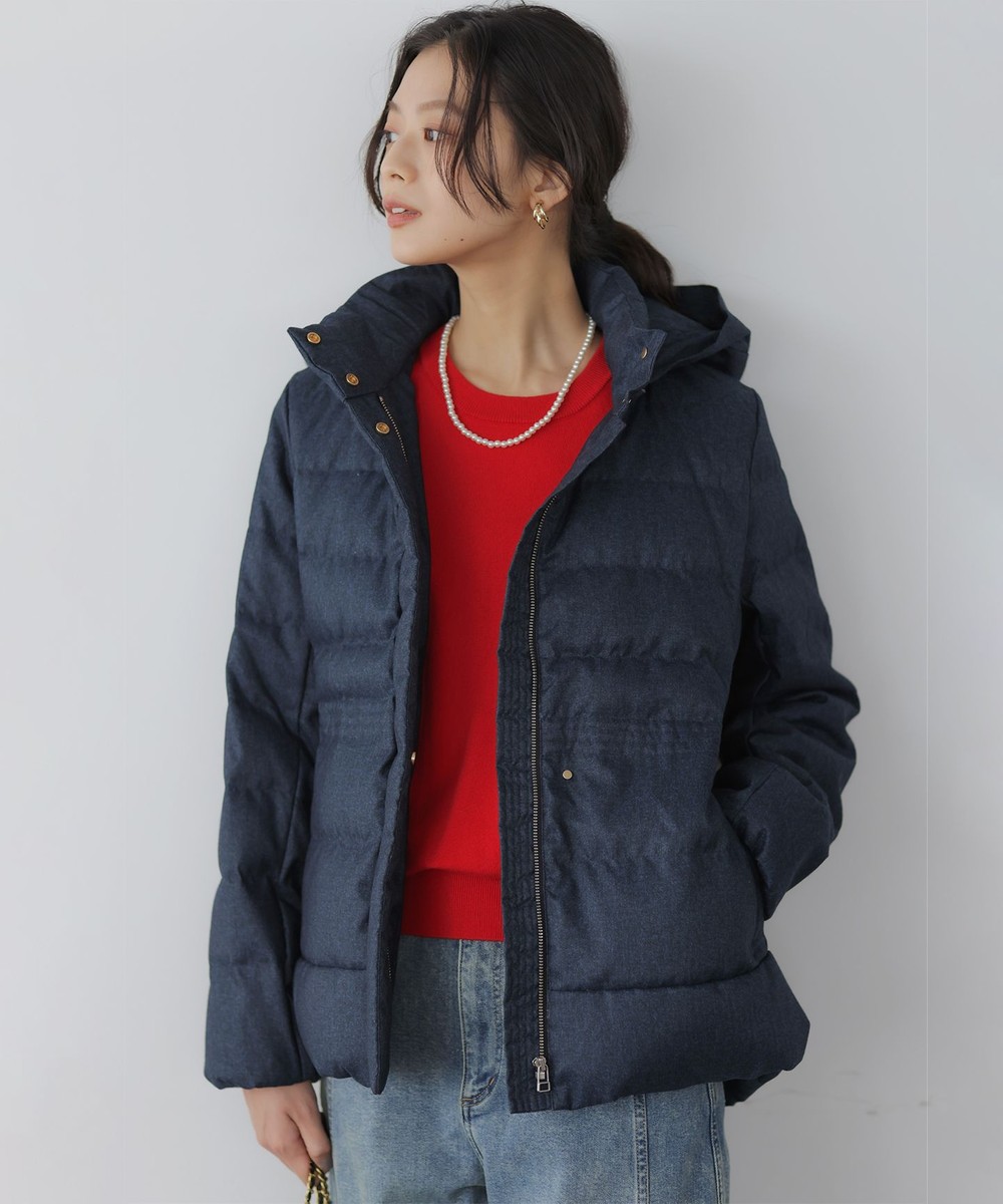 【オンワード】 組曲>ジャケット/アウター ライトタフタショート ダウン ネイビーツイード 1 レディース 【オンワード】 組曲>ジャケット/アウター ライトタフタショート ダウン ネイビーツイード 1 レディース