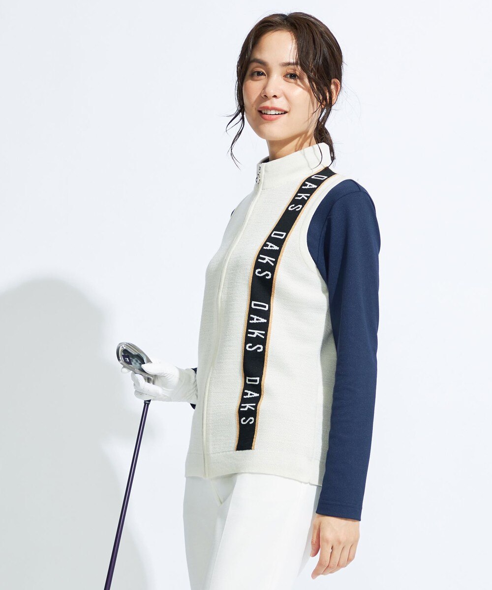 【オンワード】 DAKS GOLF>トップス 【WOMENS】パーティカルロゴZIP UPベスト ブラック M レディース 【送料無料】