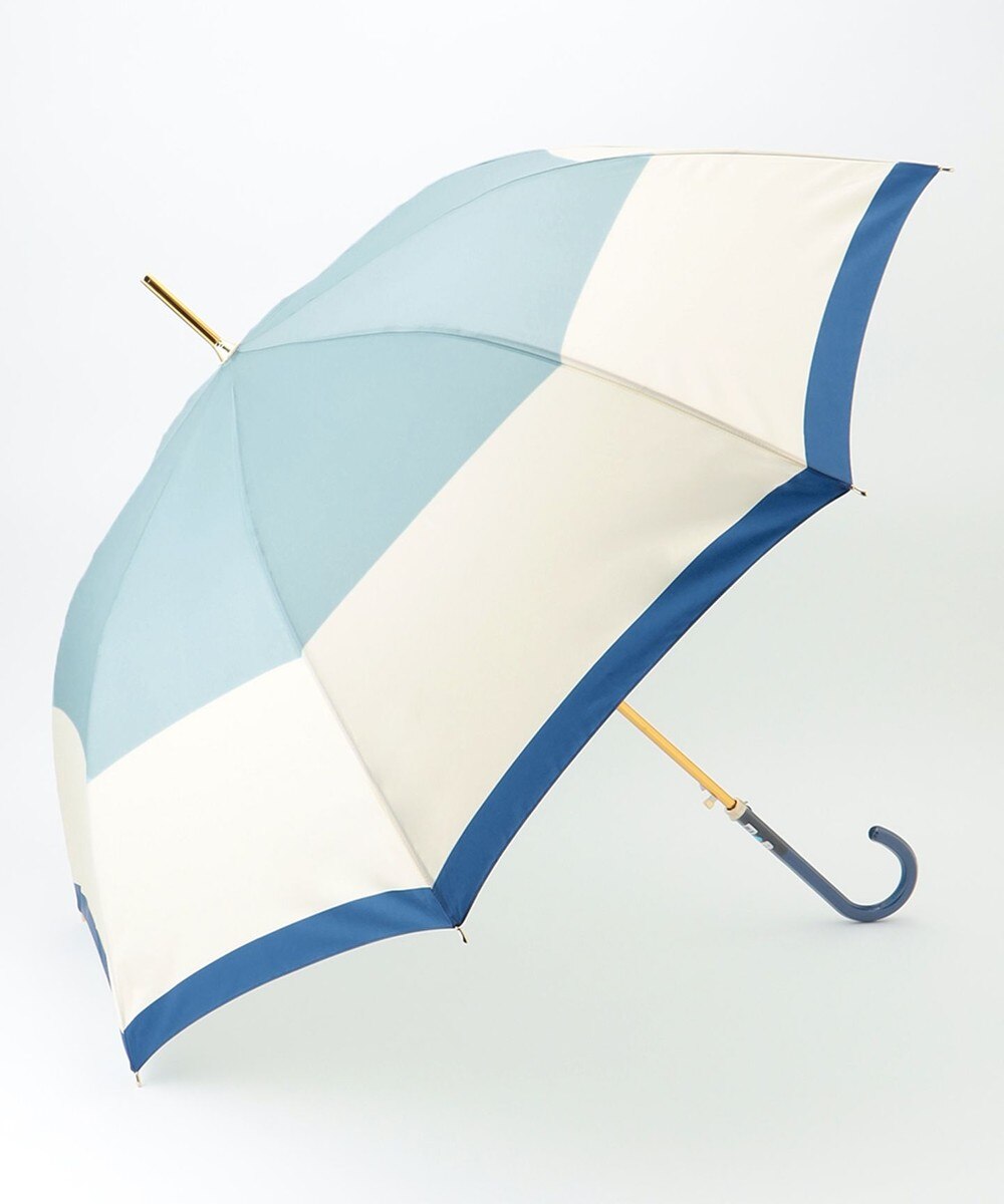 MOONBAT>ファッション雑貨 【耐風】FURLA 長傘 カラーボーダー 日本製 サックスブルー F レディース 【送料無料】