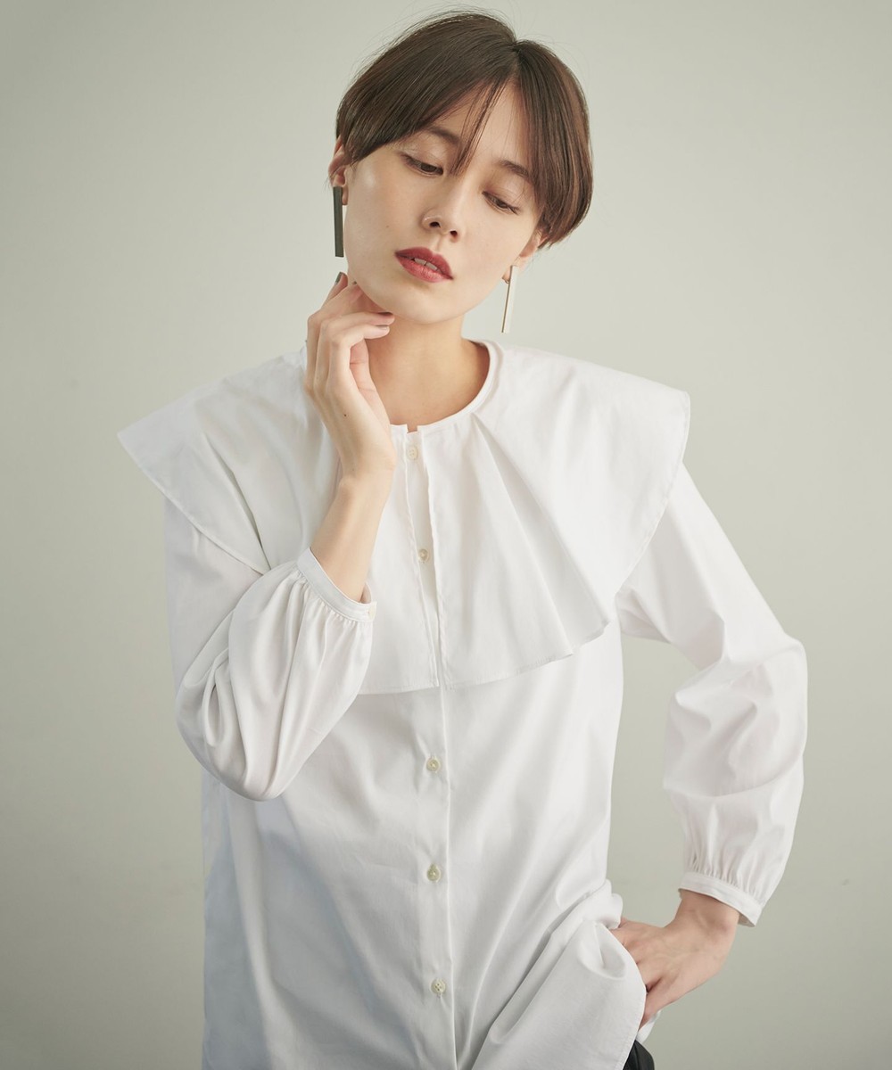 【オンワード】 #Newans>トップス 【好評につき素材をアップデートして登場!】SOPHIE / ピーターパンカラーシャツ ホワイト 0 レディース 【送料無料】