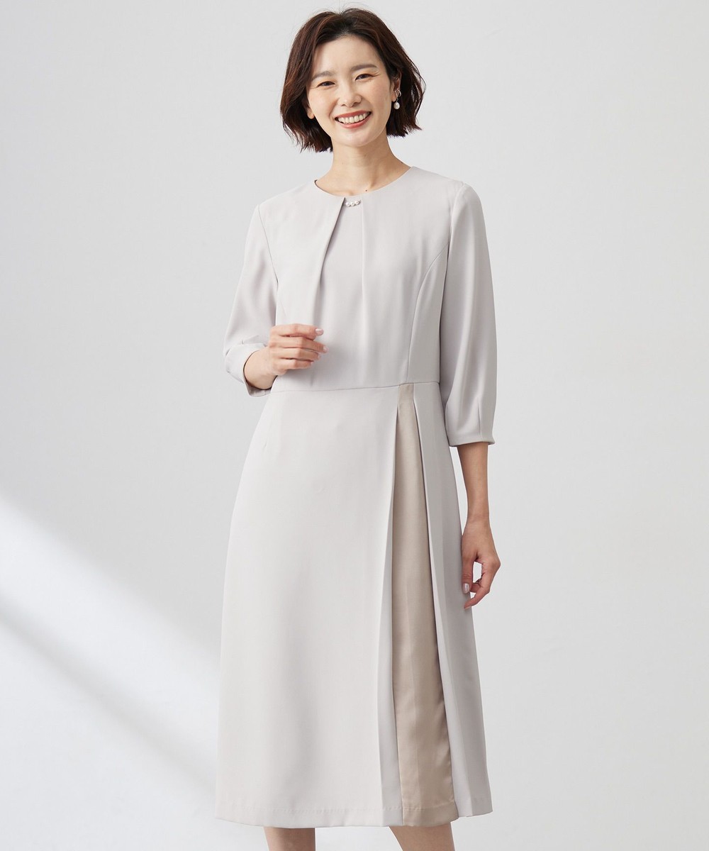 【オンワード】 J.PRESS LADIES S(小さいサイズ)>ワンピース 【洗える】ストレッチバックサテンジョーゼット Aライン ワンピース グレージュ P5 レディース 【オンワード】 J.PRESS LADIES S(小さいサイズ)>ワンピース 【洗える】ストレッチバックサテンジョーゼット Aライン ワンピース グレージュ P5 レディース