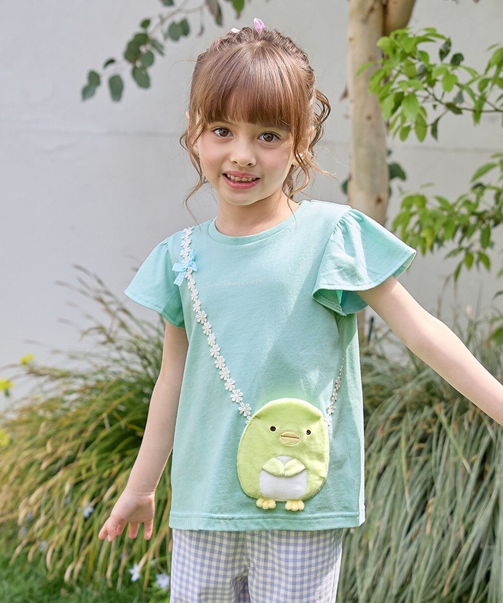 【オンワード】 any FAM KIDS>トップス 【WEB限定/すみっコぐらし】ポシェットTシャツ エメラルドグリーン×ぺんぎん? 120 キッズ