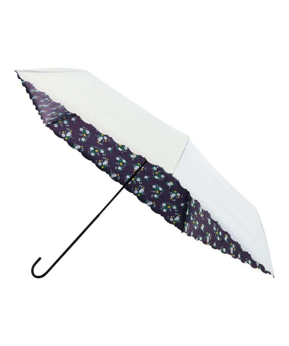 MOONBAT>ファッション雑貨 estaa 晴雨兼用 折りたたみ傘 日傘 フラワーギフト 遮光 遮熱 UV ホワイト 親骨50cm レディースの大画像