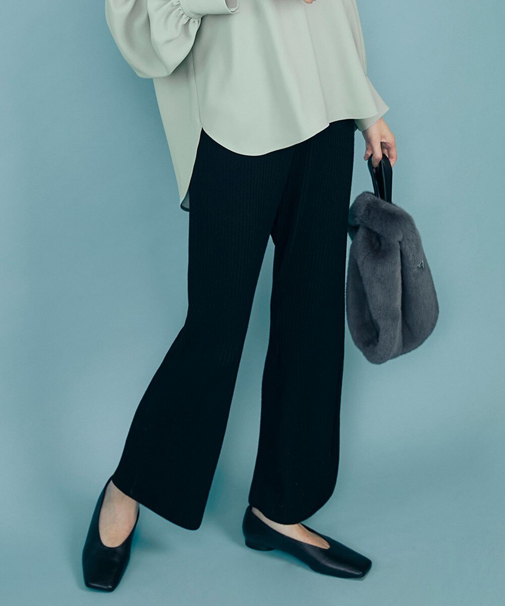 【オンワード】 ICB L>パンツ 【マガジン掲載】 リブ ワイドパンツ(番号CG24) ブラウン L レディース 【送料無料】