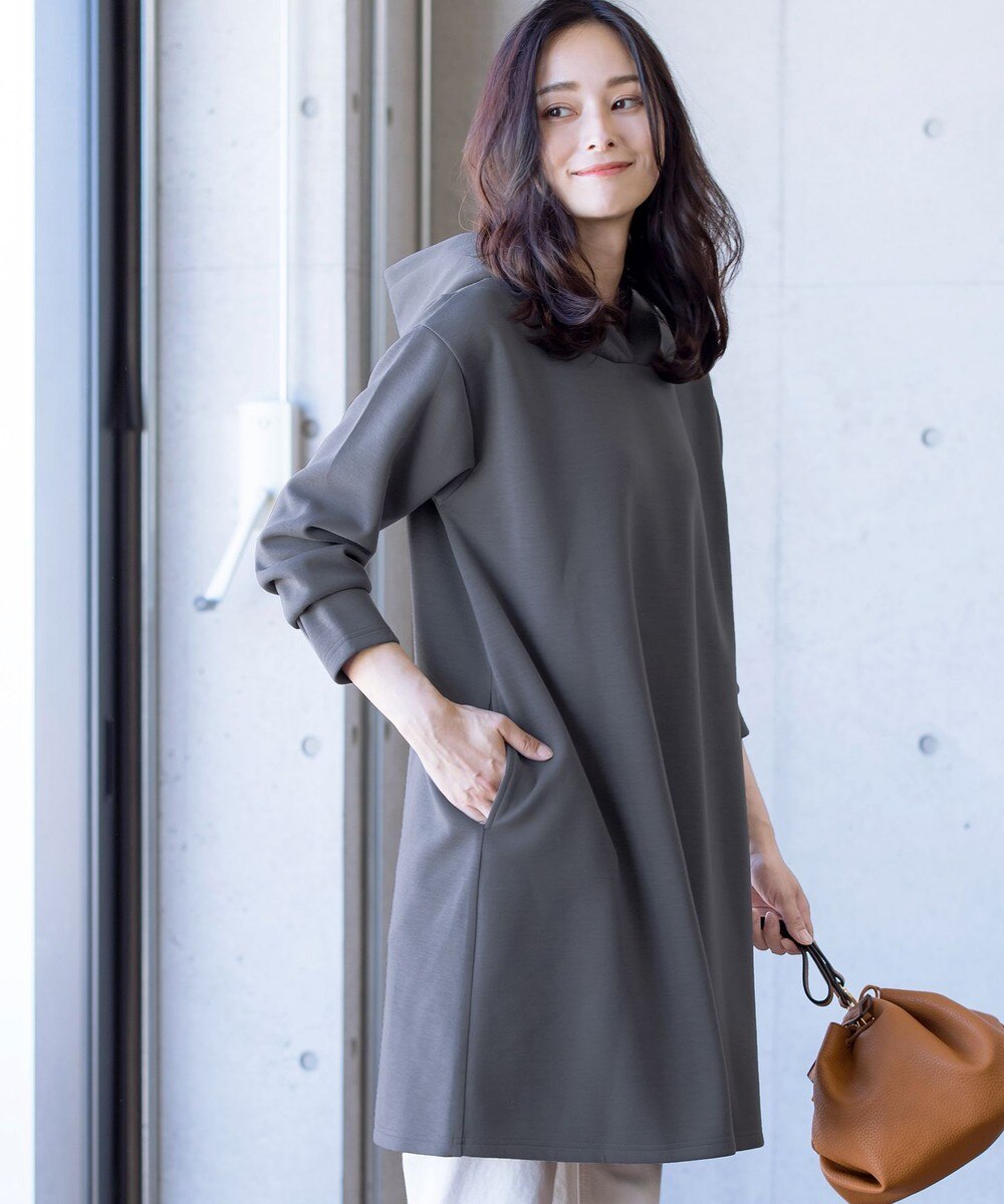 【洗える】ソフトボンディングパーカーチュニック