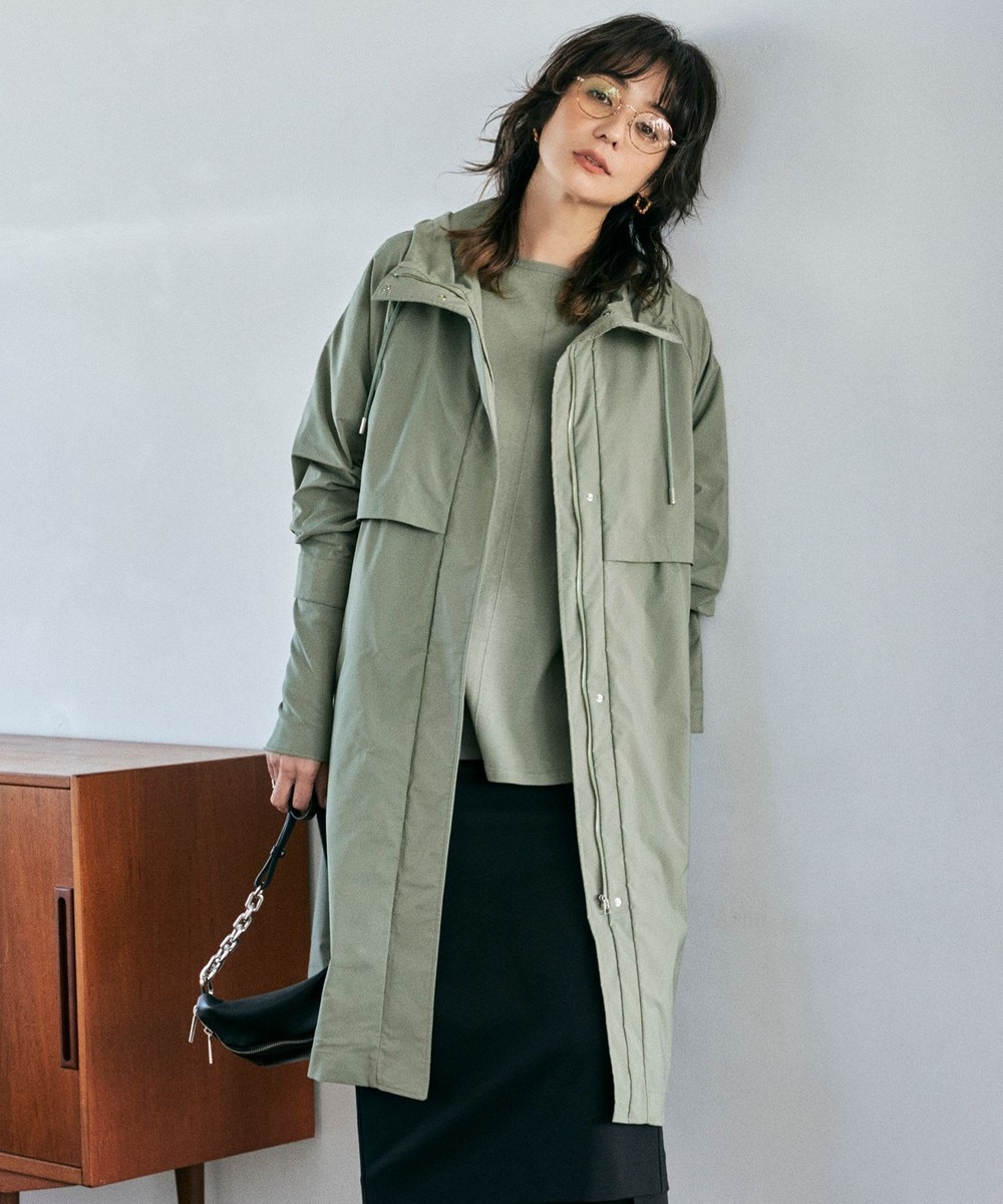 【オンワード】 ICB>ジャケット/アウター 【撥水加工】 メモリーストレッチタフタ フーデットコート モスグリーン 6 レディース 【オンワード】 ICB>ジャケット/アウター 【撥水加工】 メモリーストレッチタフタ フーデットコート モスグリーン 6 レディース
