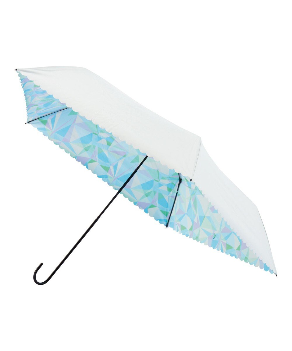 MOONBAT>ファッション雑貨 estaa 晴雨兼用 折りたたみ傘 日傘 グリーミング 遮光 遮熱 UV ホワイト 親骨50cm レディースの大画像