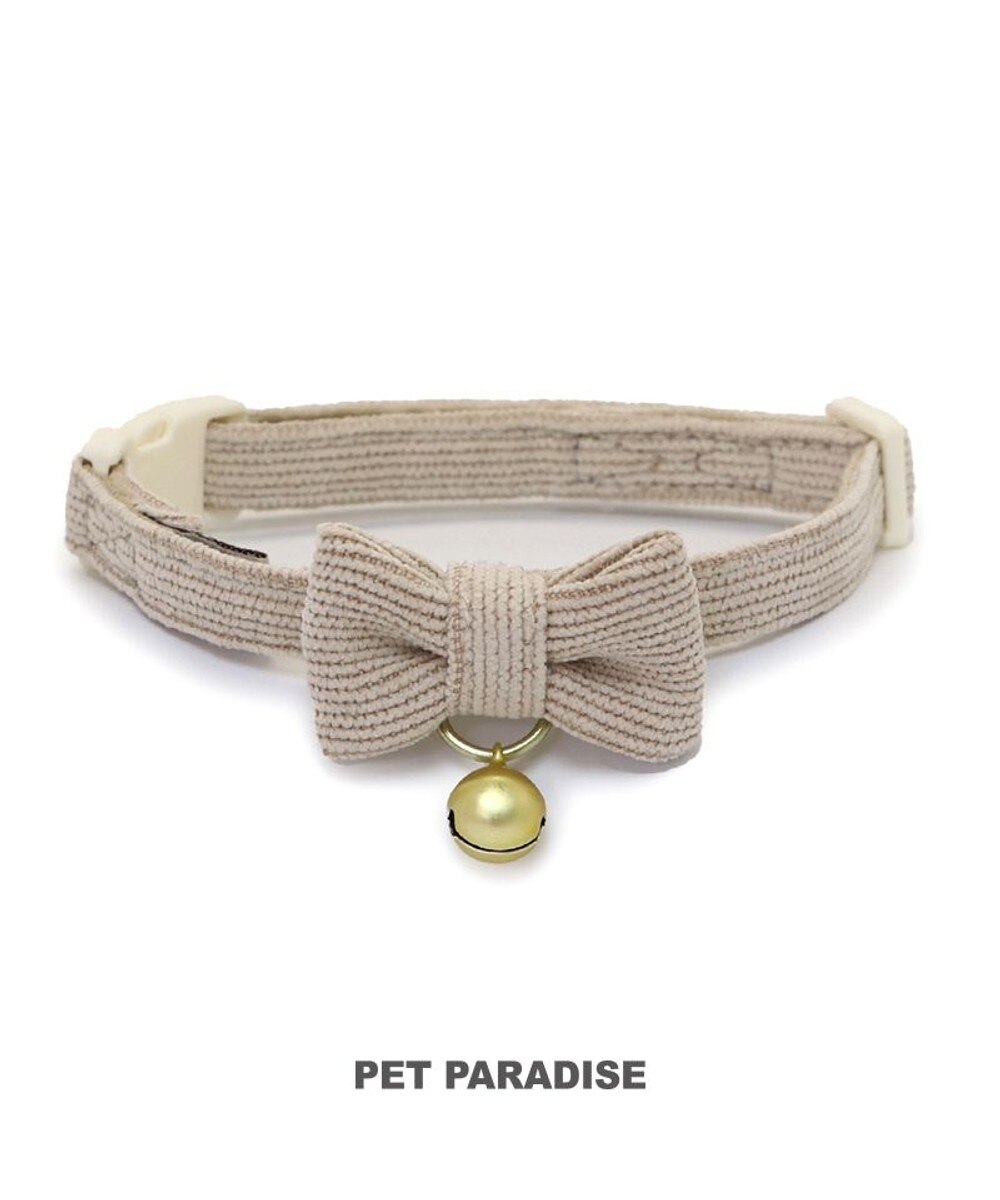 PET PARADISE>ペットグッズ 猫 首輪 コーデュロイ ベージュ ベージュ 小の画像
